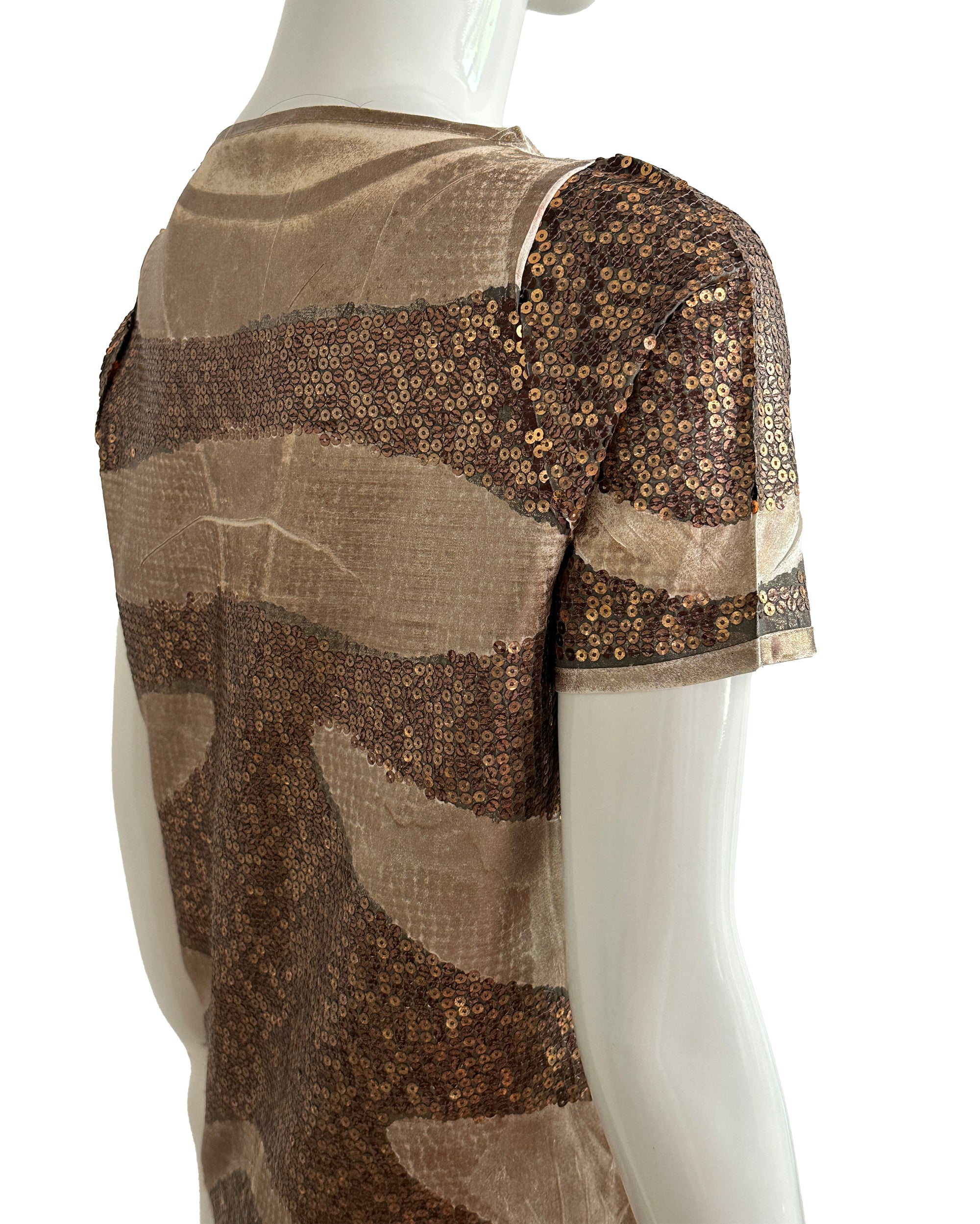 Bronze Butterfly Sequin Mini Dress
