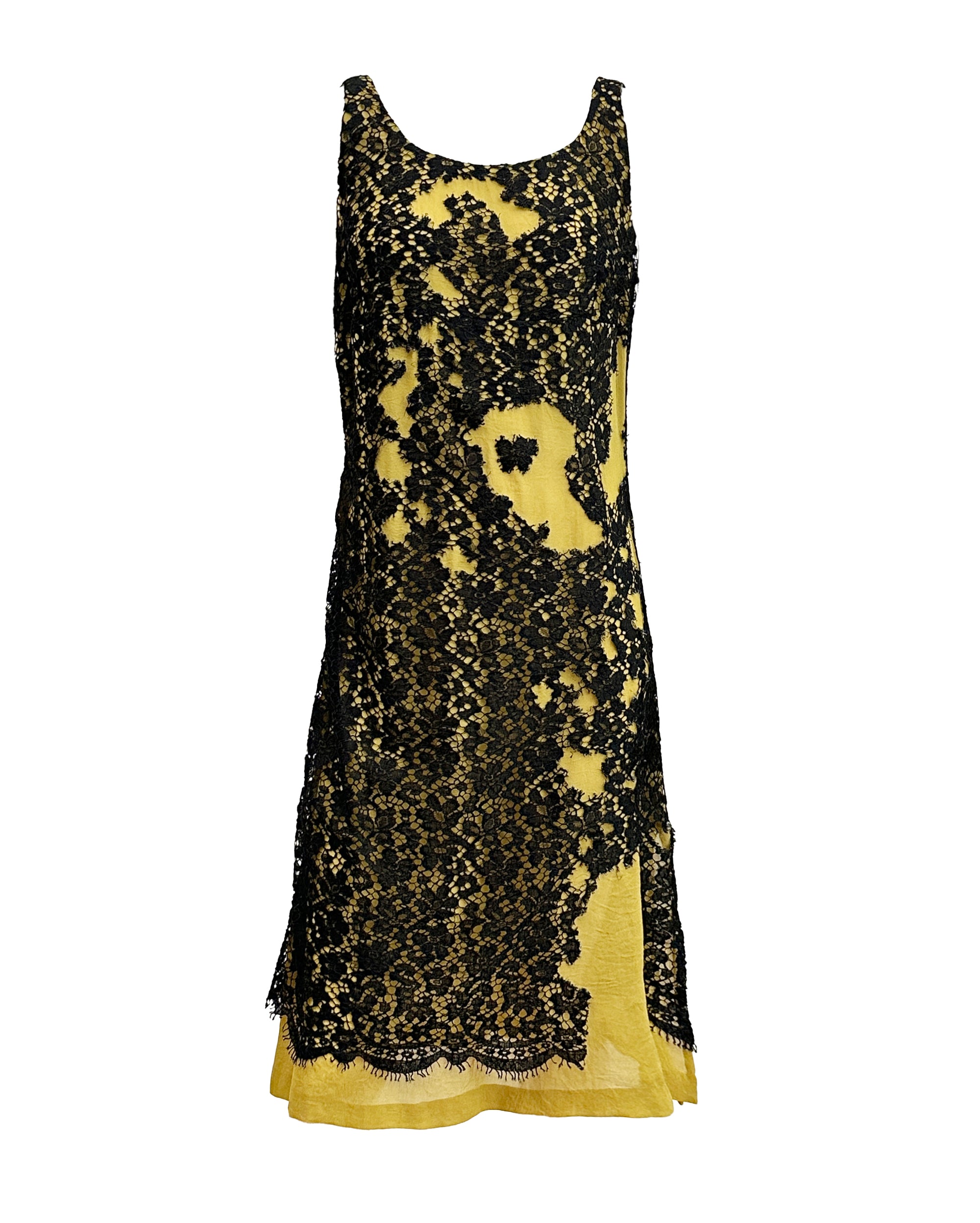 ANNA HEYLEN Black Deconstructed Lace Dress M