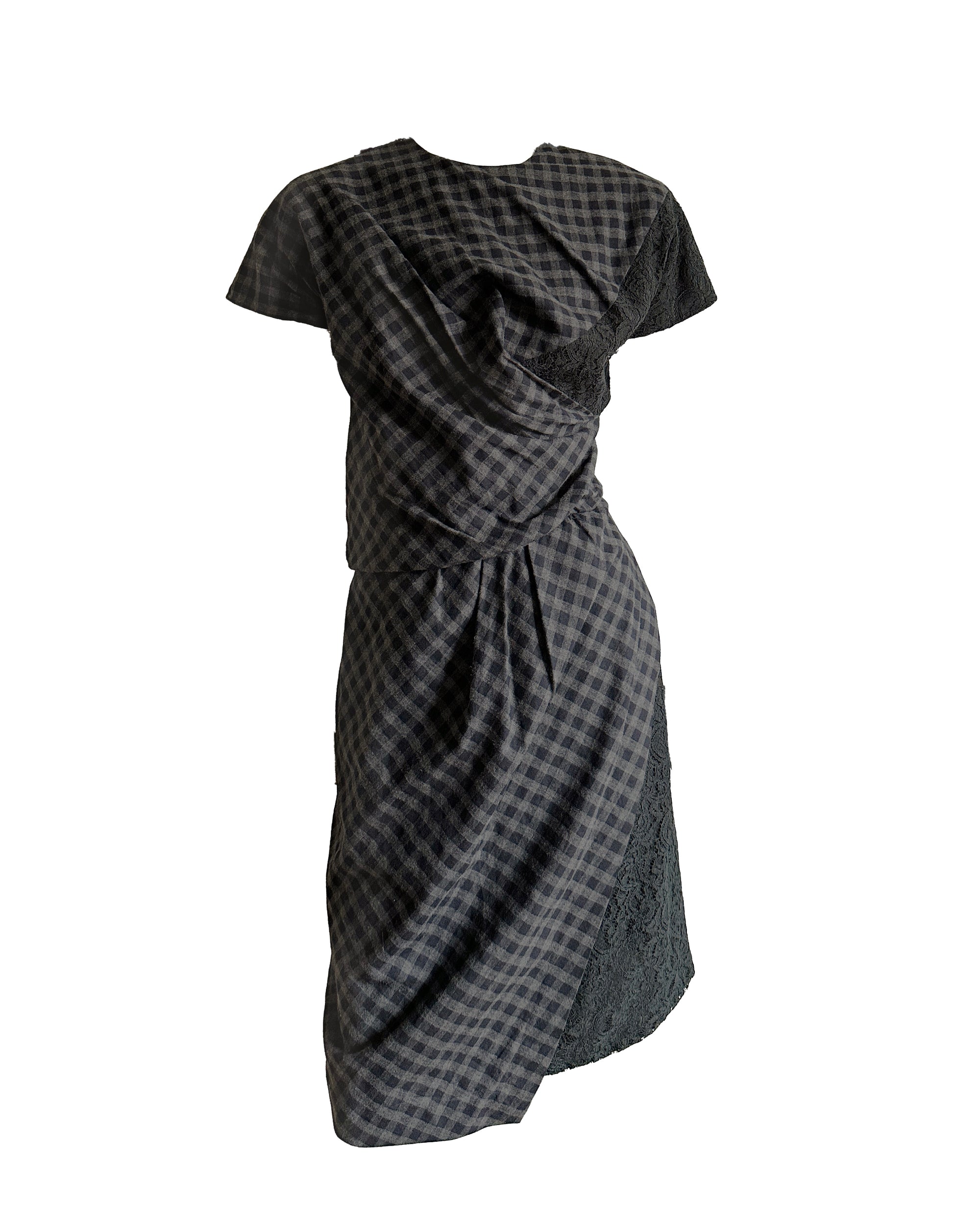 Asymmetric Checked Dress XS