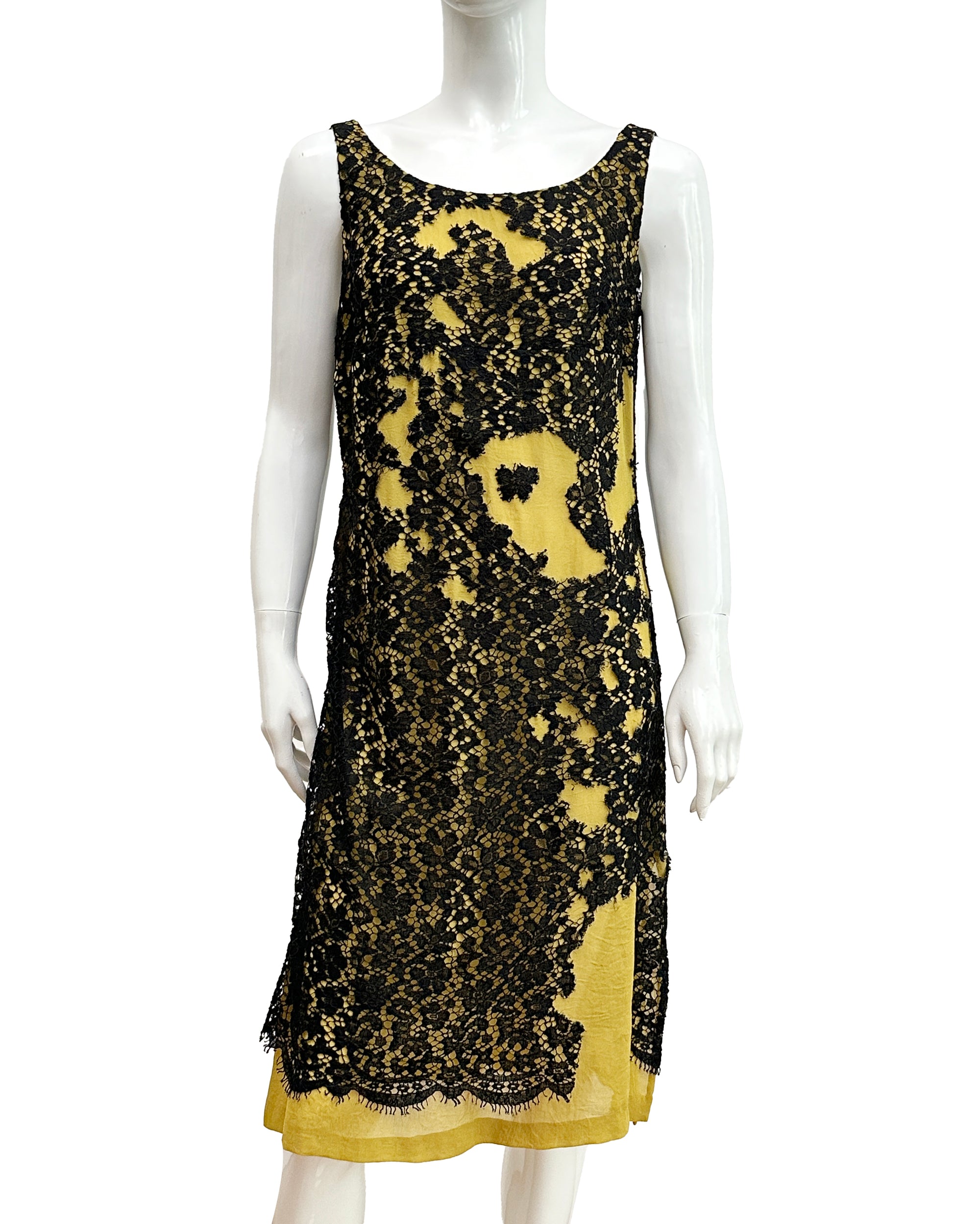 ANNA HEYLEN Black Deconstructed Lace Dress M