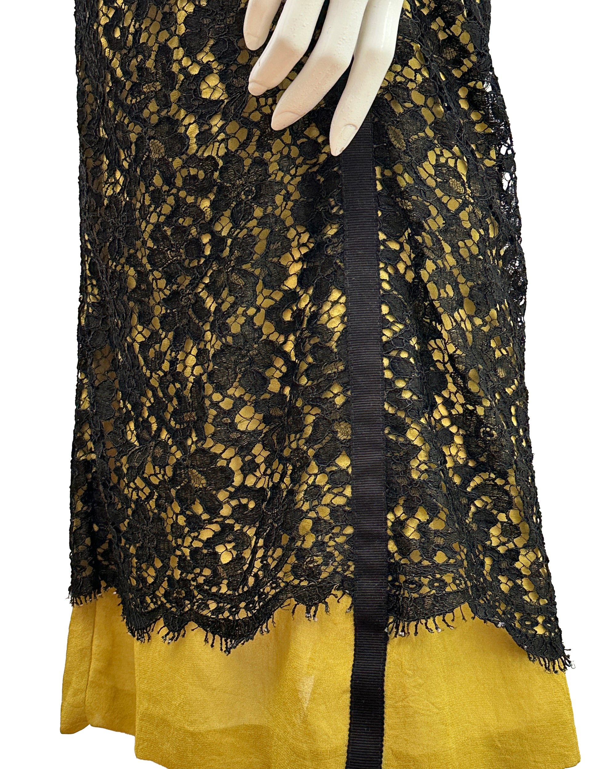 ANNA HEYLEN Black Deconstructed Lace Dress M