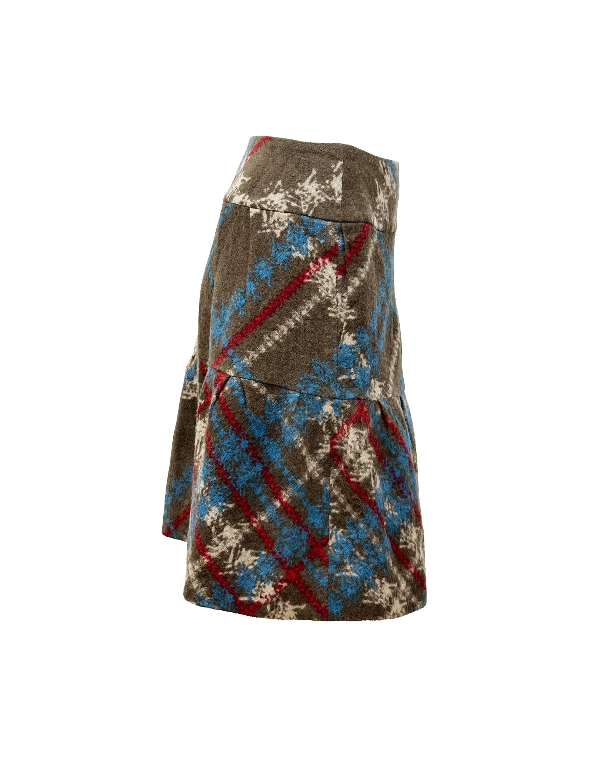 YUKI TORII INTERNATIONAL Plaid Wool Skirt S/M