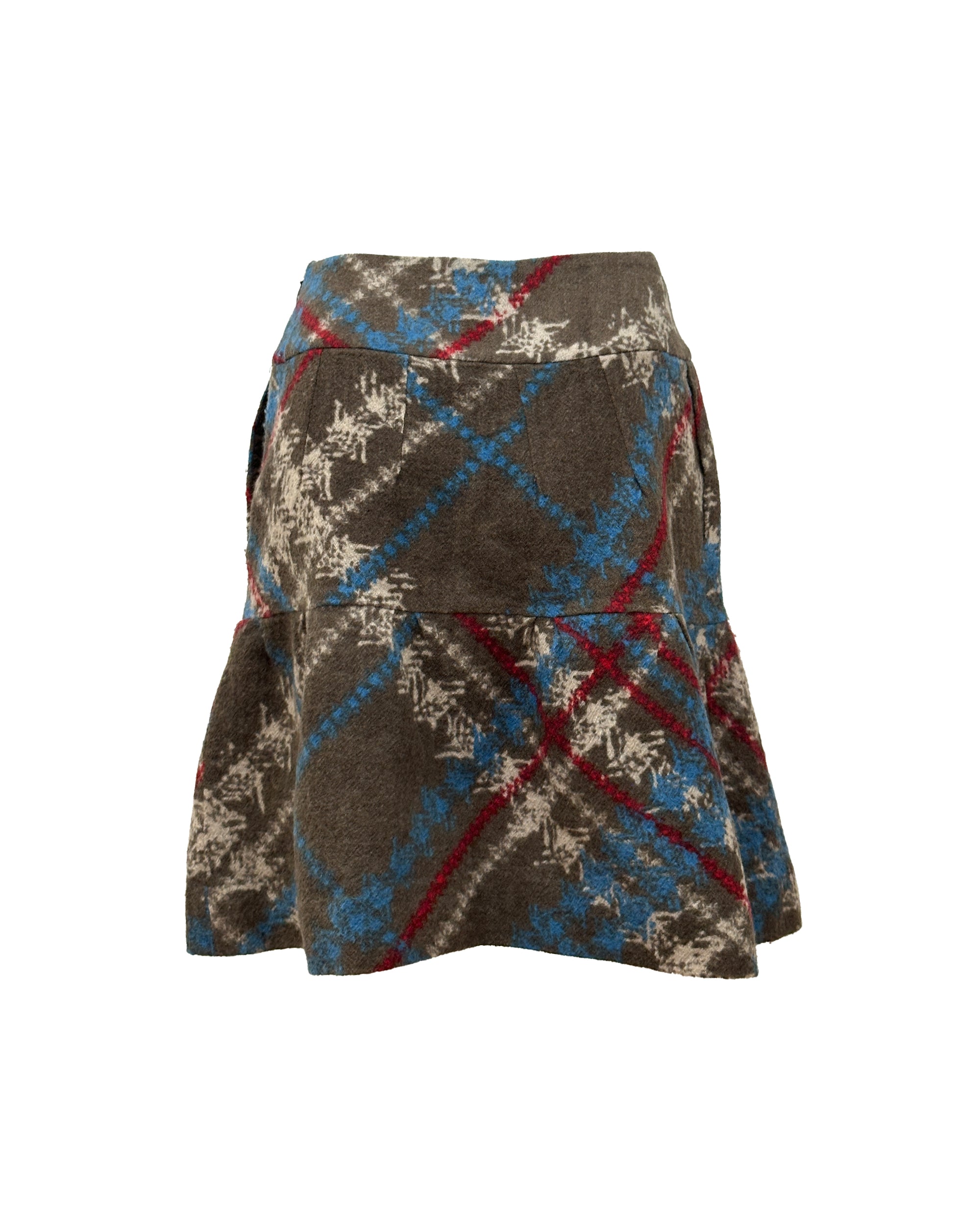 YUKI TORII INTERNATIONAL Plaid Wool Skirt S/M