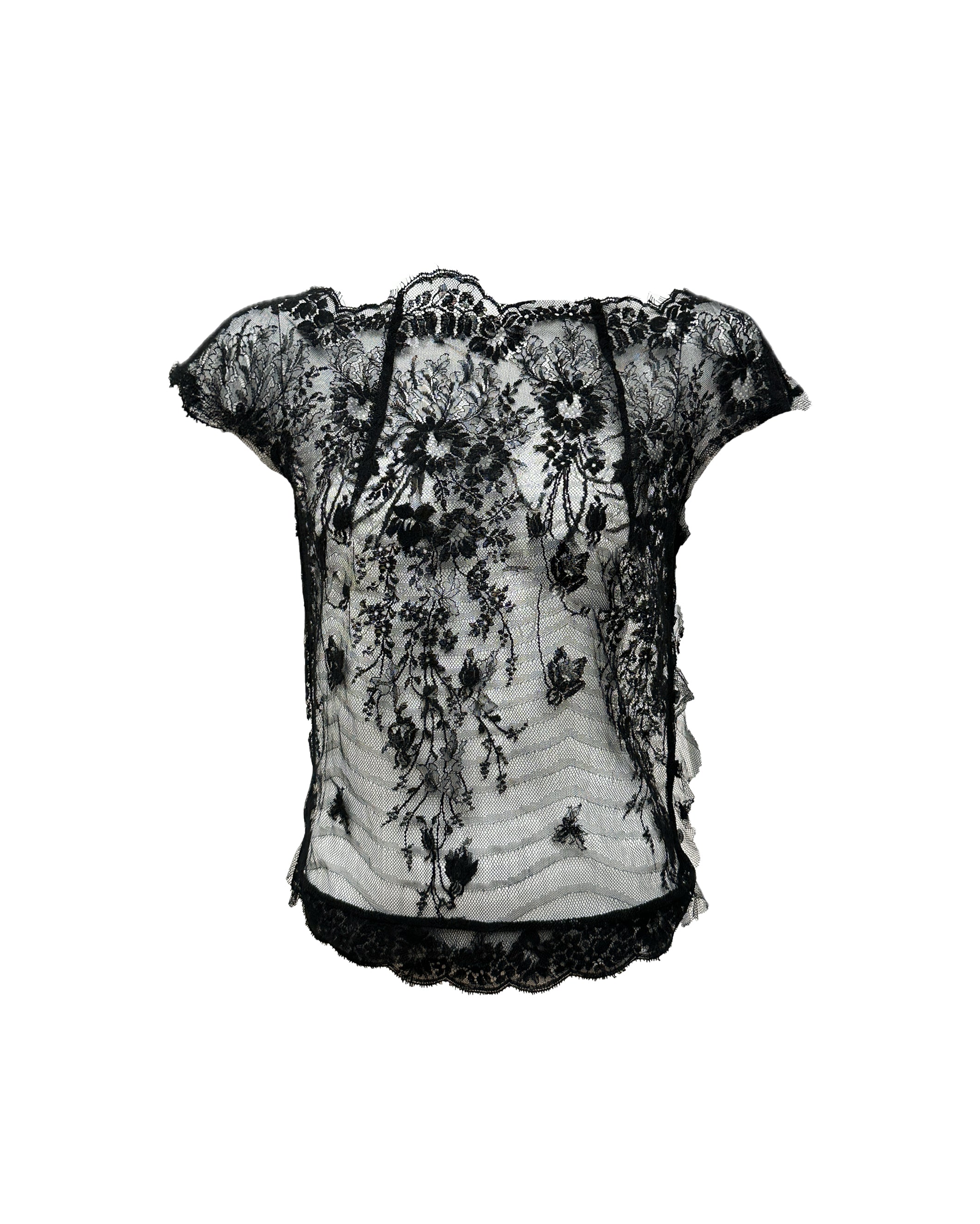 MIKI MIALY Sheer Lace Top S
