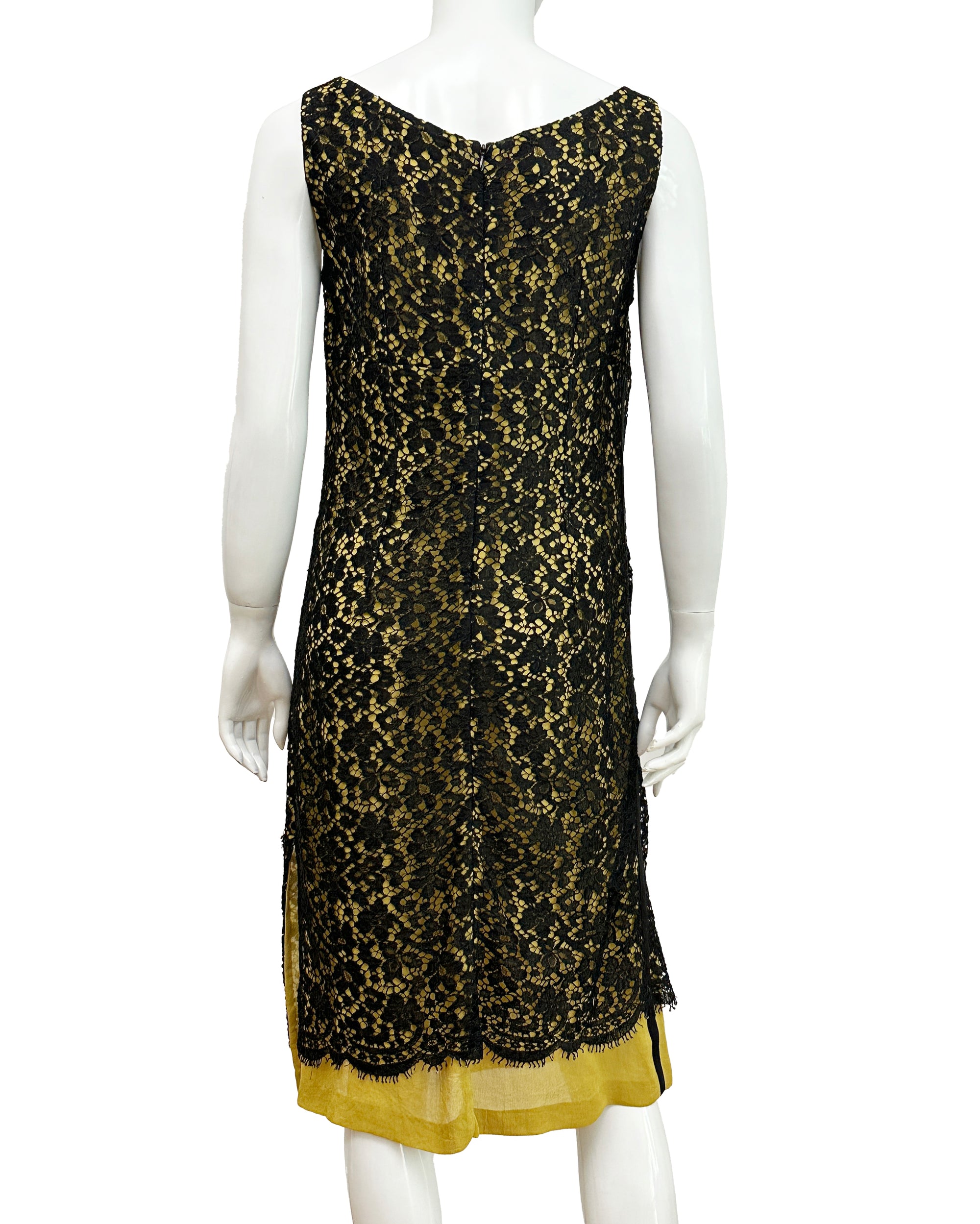 ANNA HEYLEN Black Deconstructed Lace Dress M