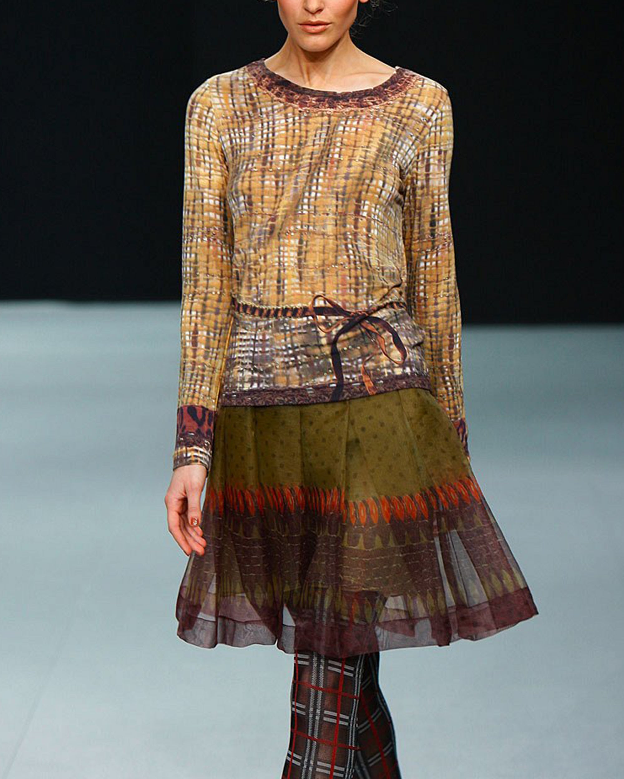 YUKI TORII INTERNATIONAL Plaid Wool Skirt S/M