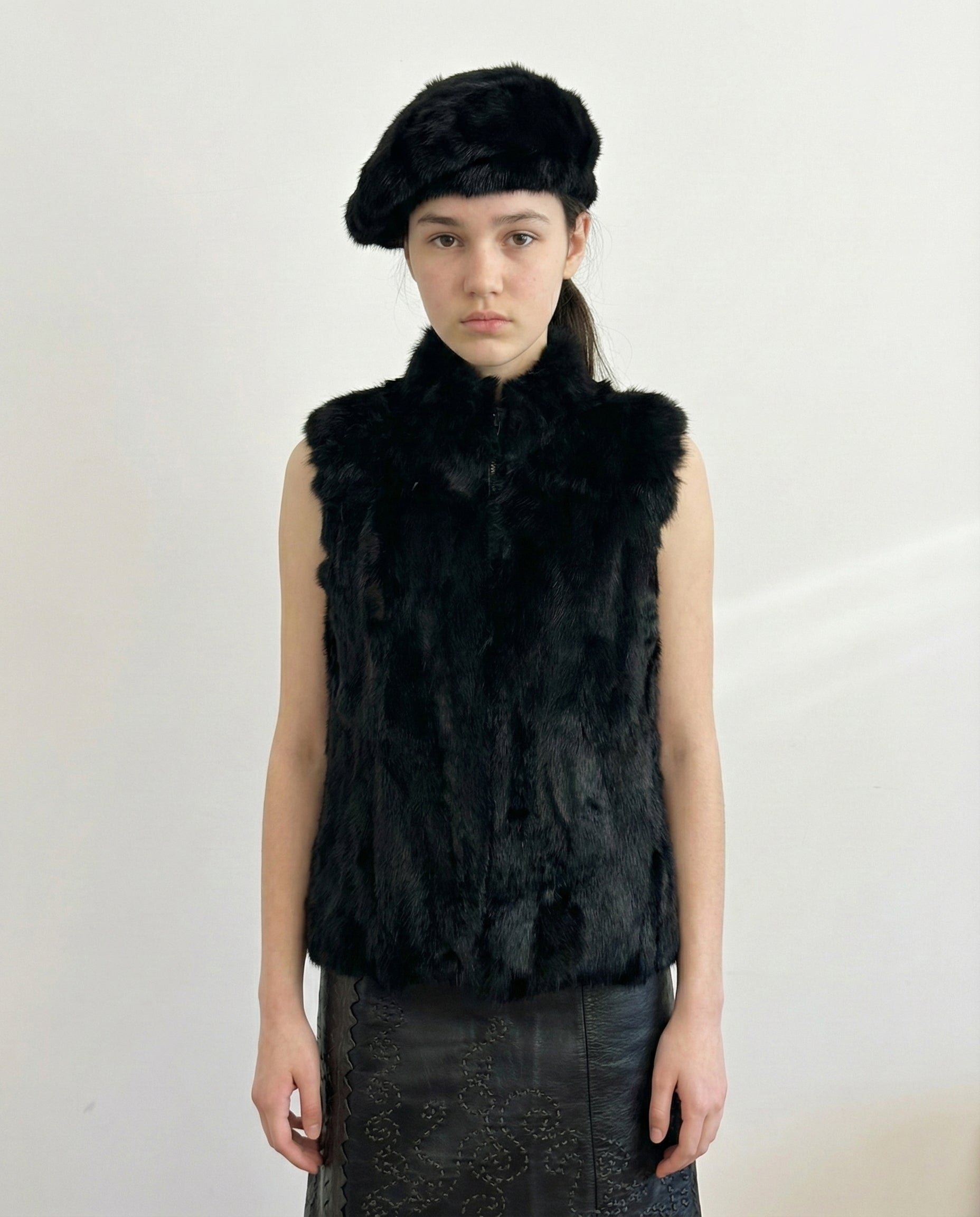 ALBERTA FEREETTI Leather Mini Skirt S