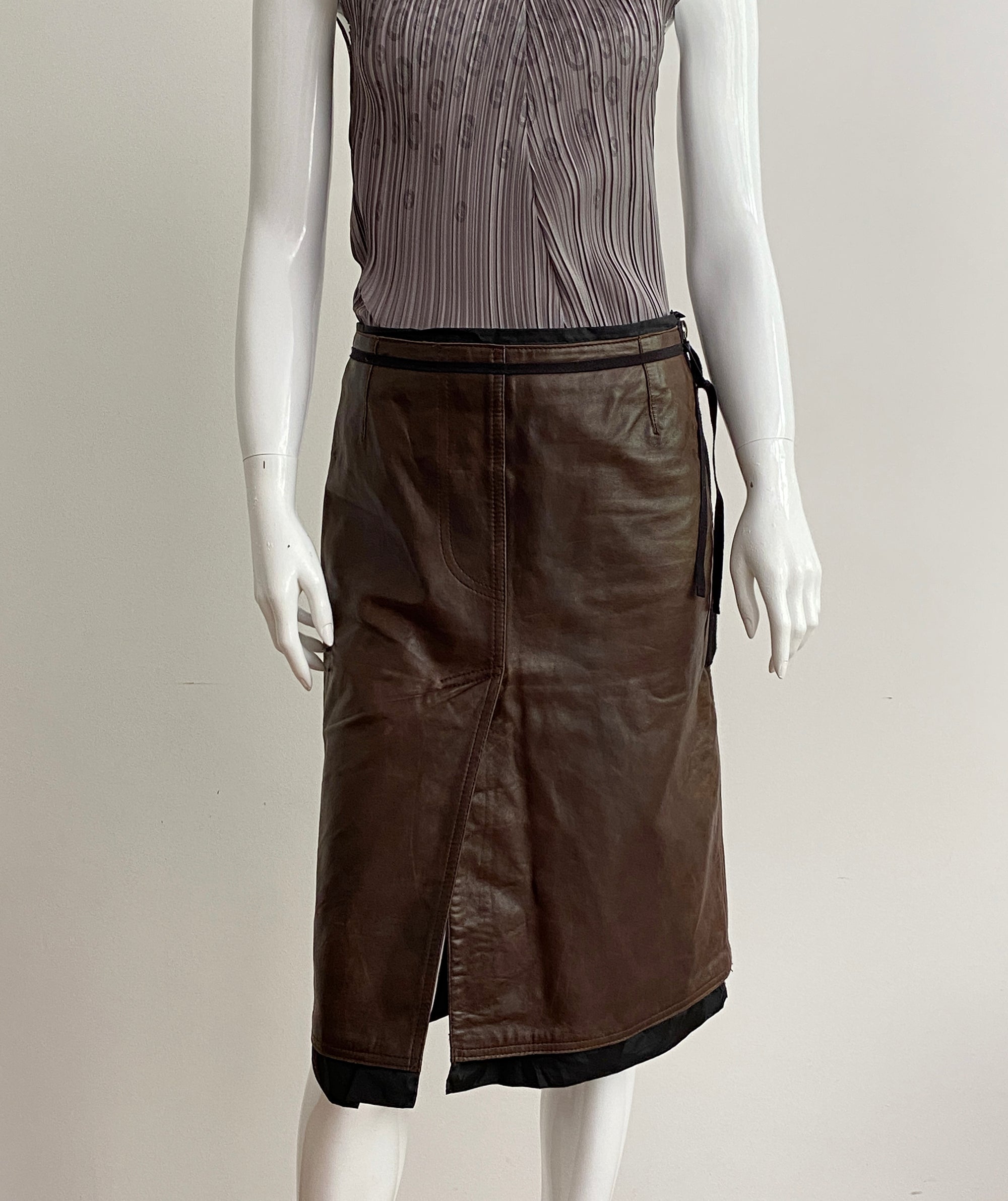 PRADA FW 1999 Leather Nylon Skirt S