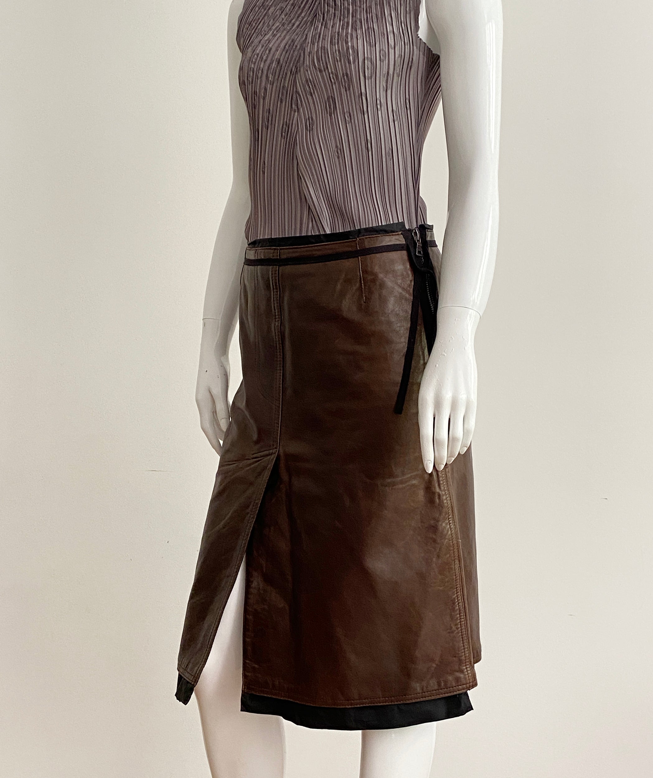 PRADA FW 1999 Leather Nylon Skirt S