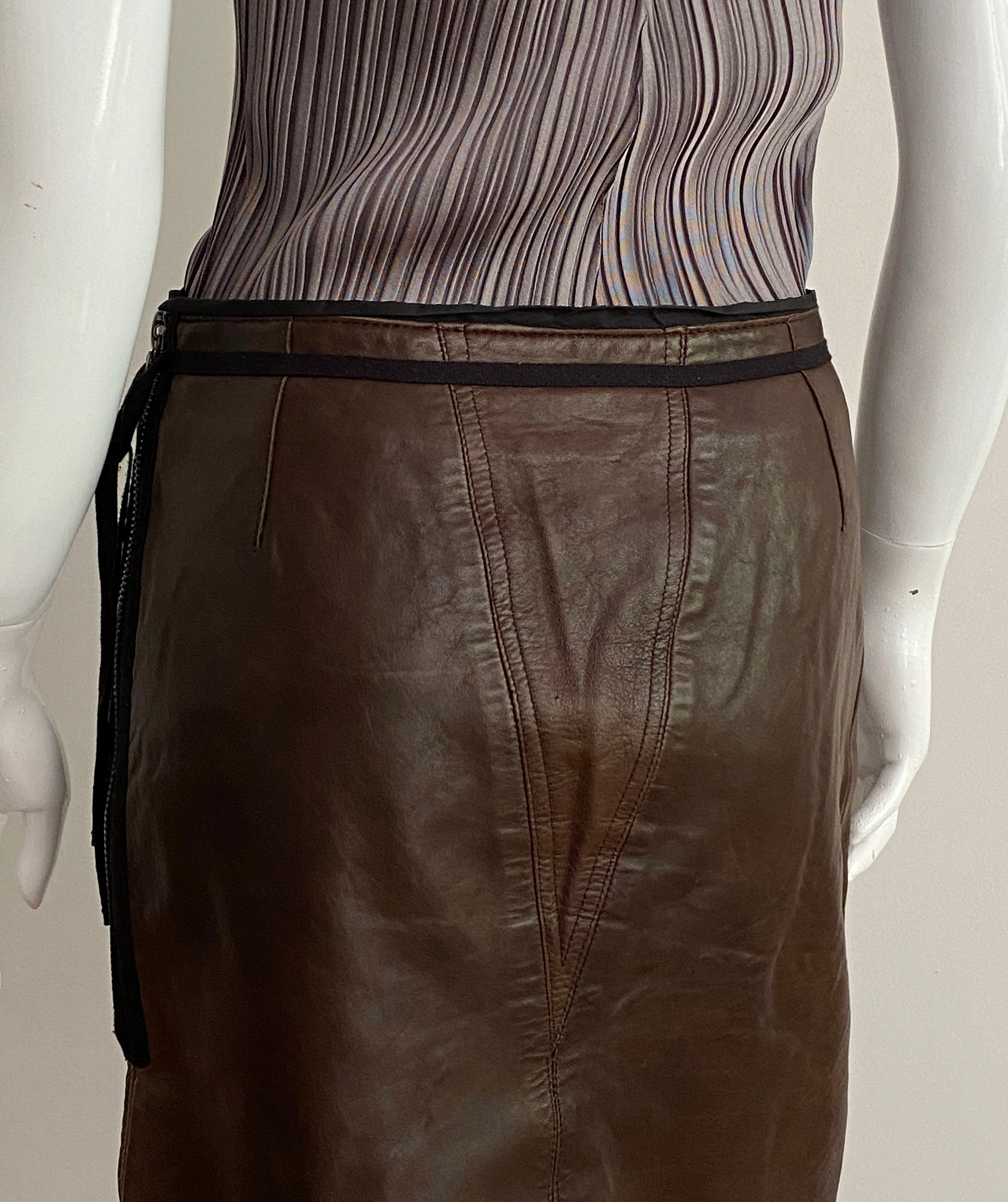 PRADA FW 1999 Leather Nylon Skirt S