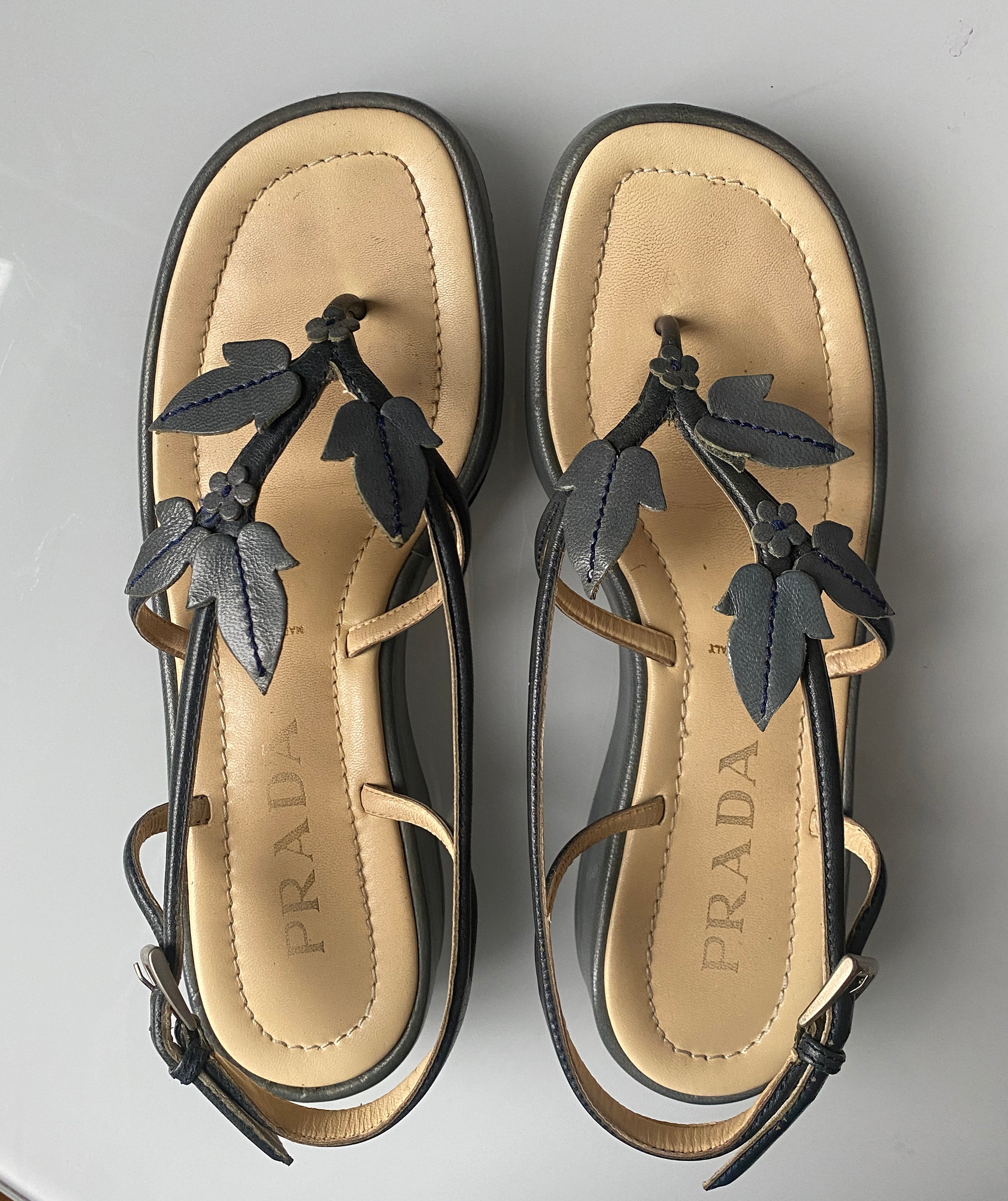 PRADA SS1997 Leaves Sandals 37 – Archive Club
