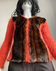 JEAN COLONNA Mohair & Faux Fur Sweater S