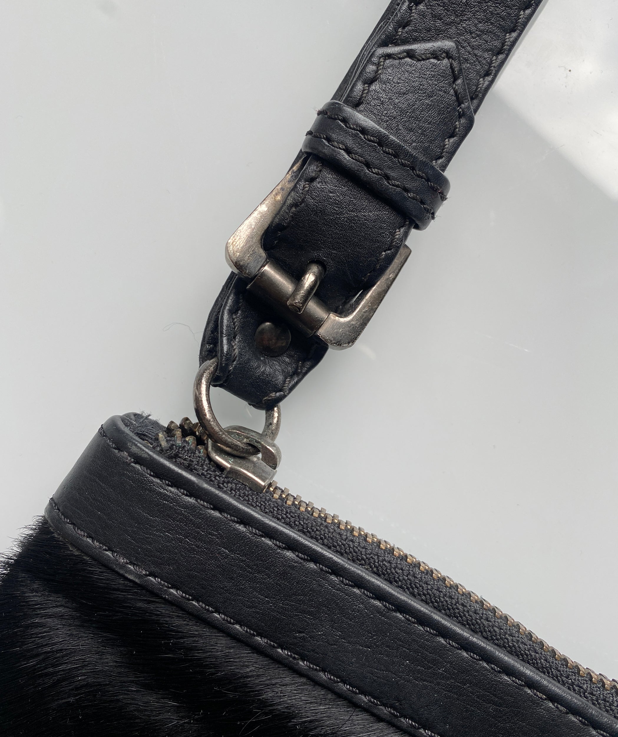 Natural Leather &amp; Fur Pouch