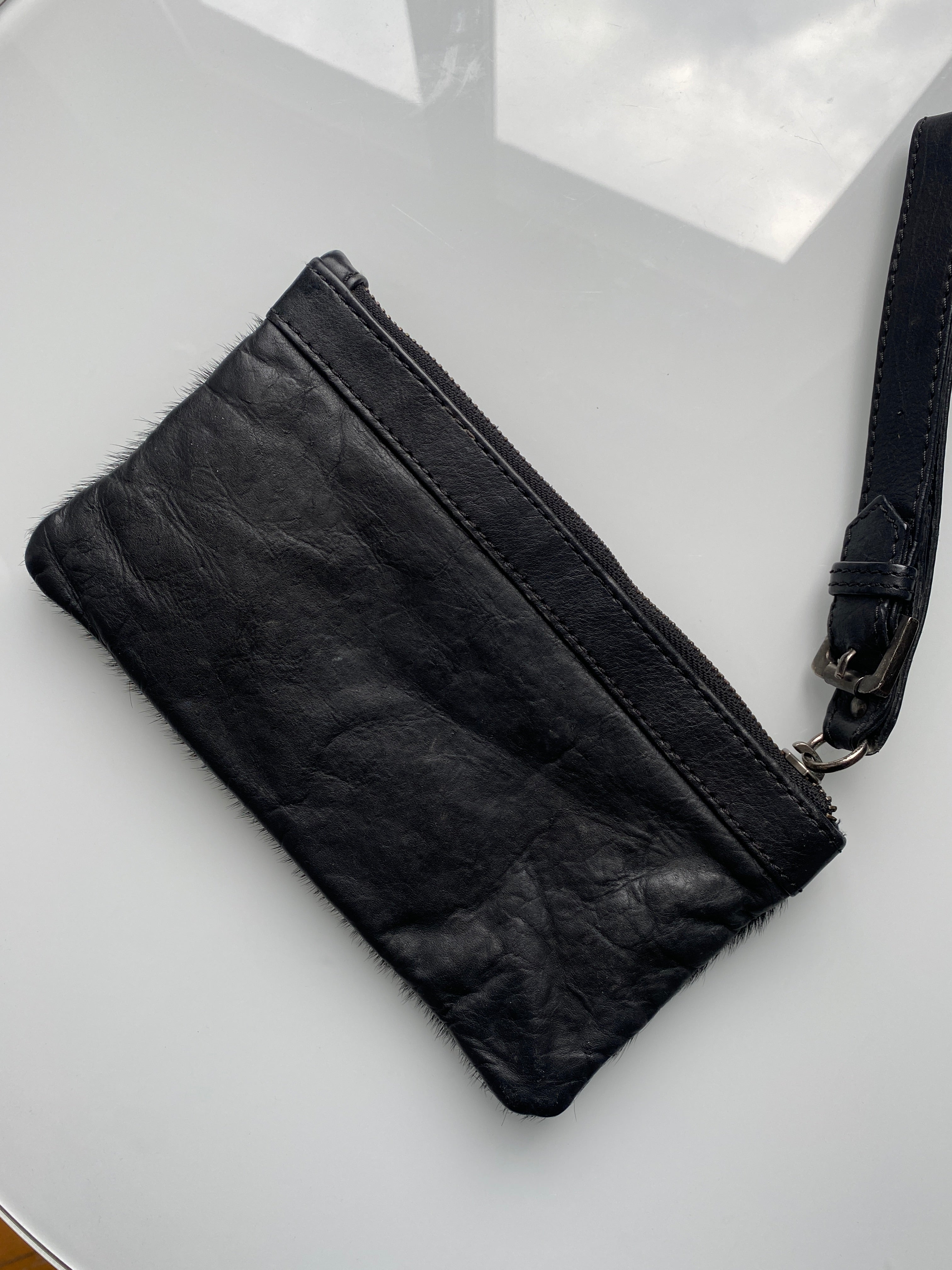 Natural Leather &amp; Fur Pouch