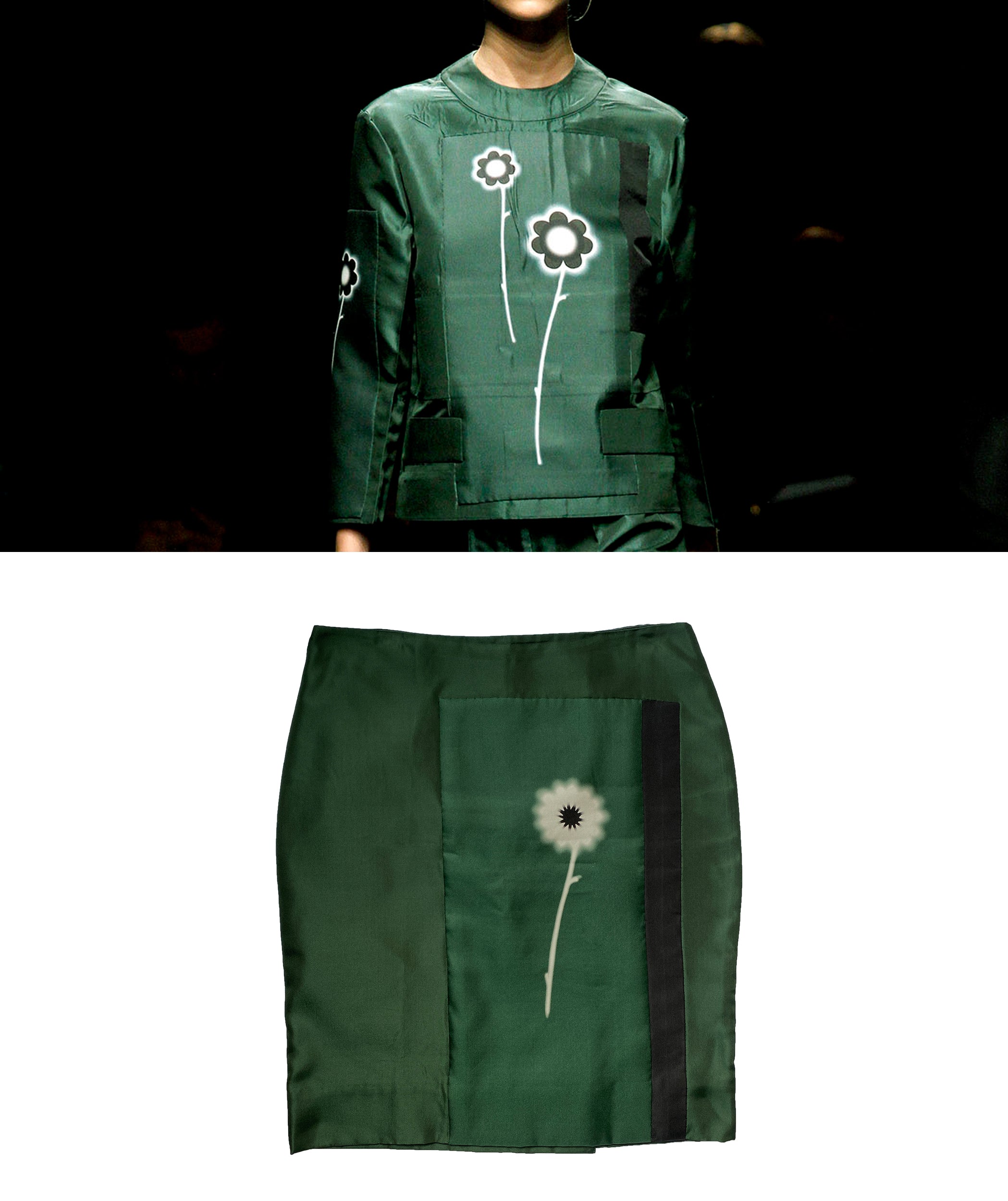 PRADA SS2013 Silk Flower Skirt S